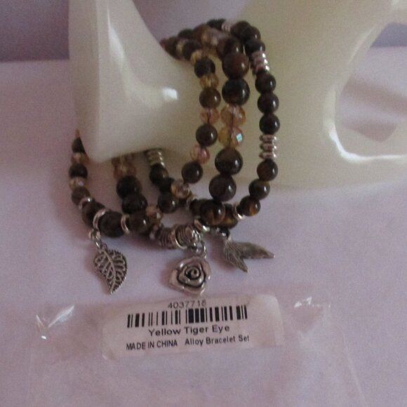 Bracelets Mixed Lot CHIOCO'S Metal Tan Wrap Snap and Tigers Eye Stretch - Picture 7 of 9